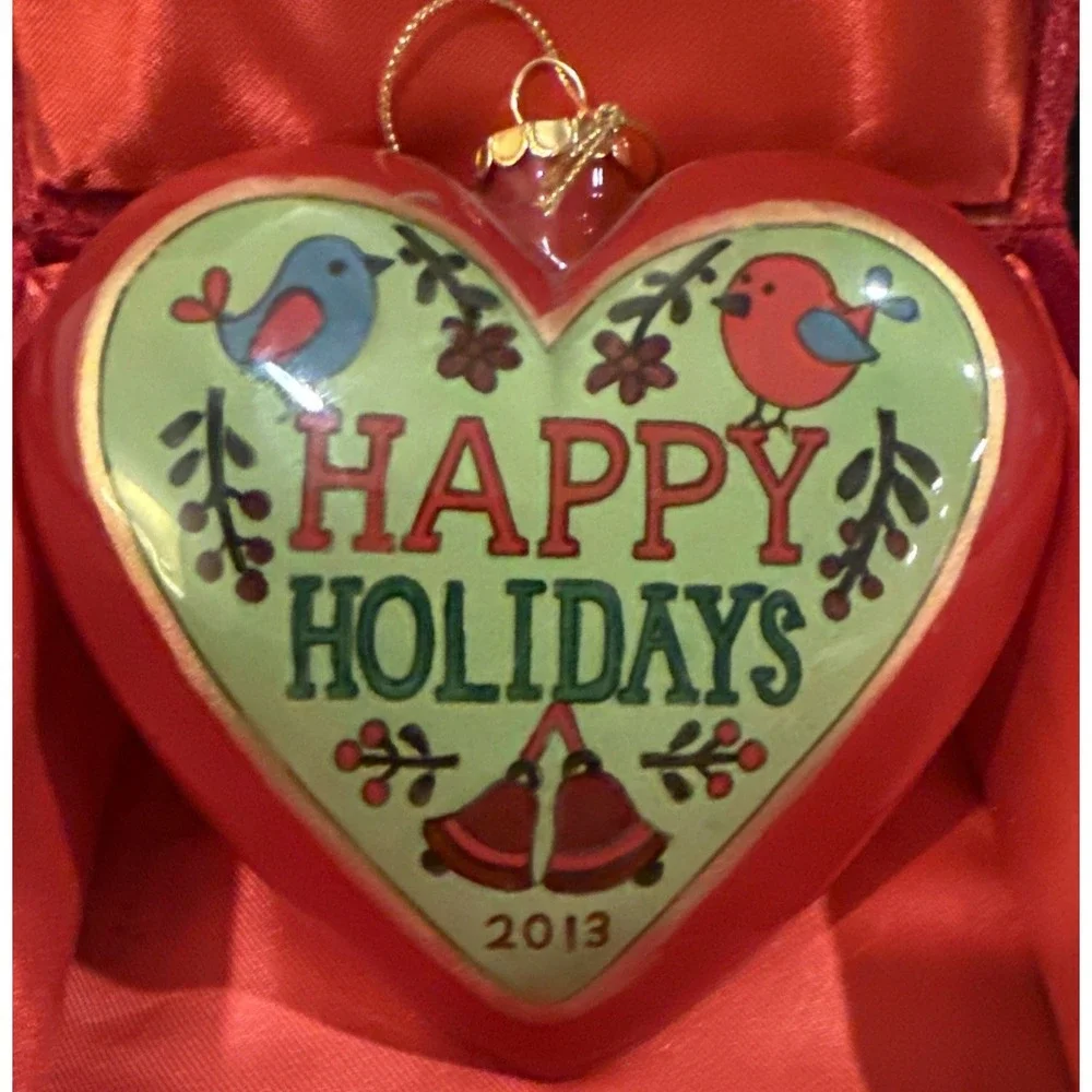 Pier 1 Heart Santa Gnome Inside Painting Christmas Holiday Tree Ornament 2013‎